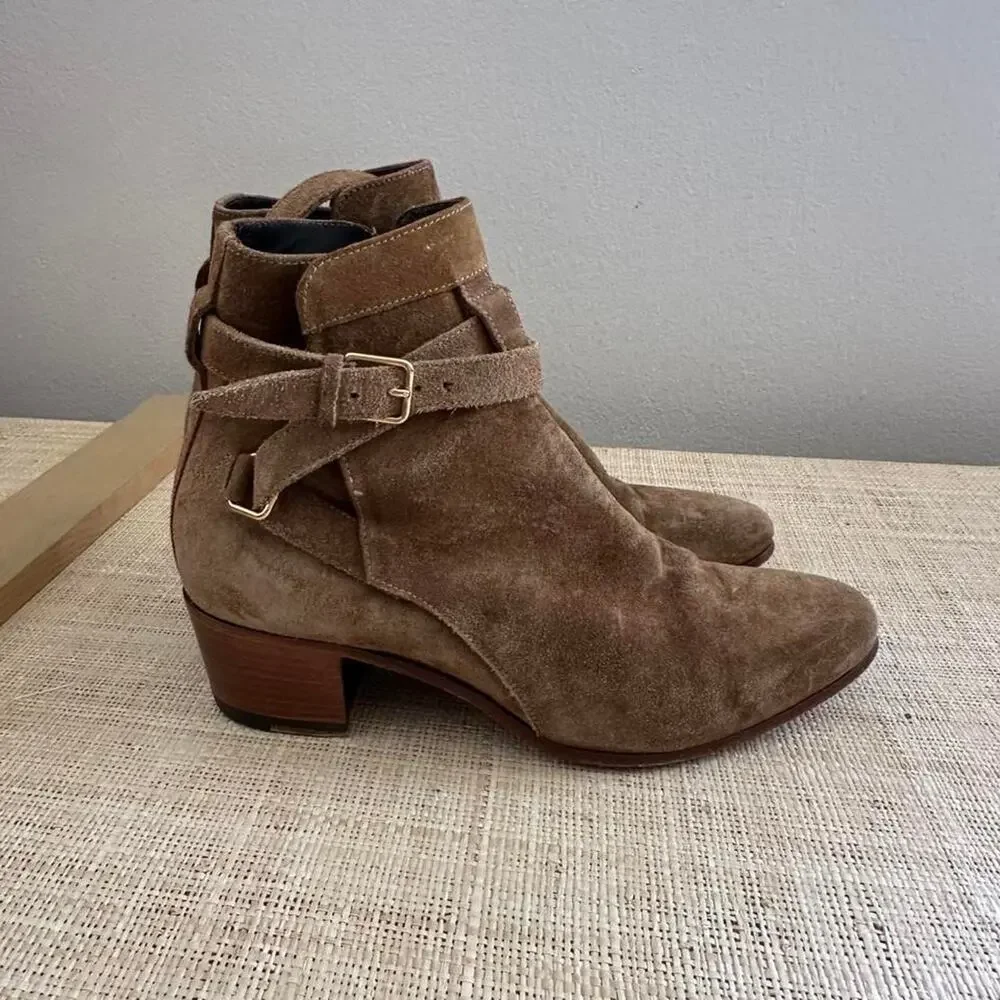 Saint laurent brown suede ankle